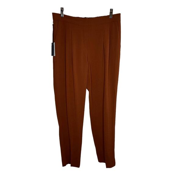 Aritzia Babaton NWT Cohen Mid Rise Slim Ankle Brown Paperbag Career Pants Size 8 - Picture 3 of 12